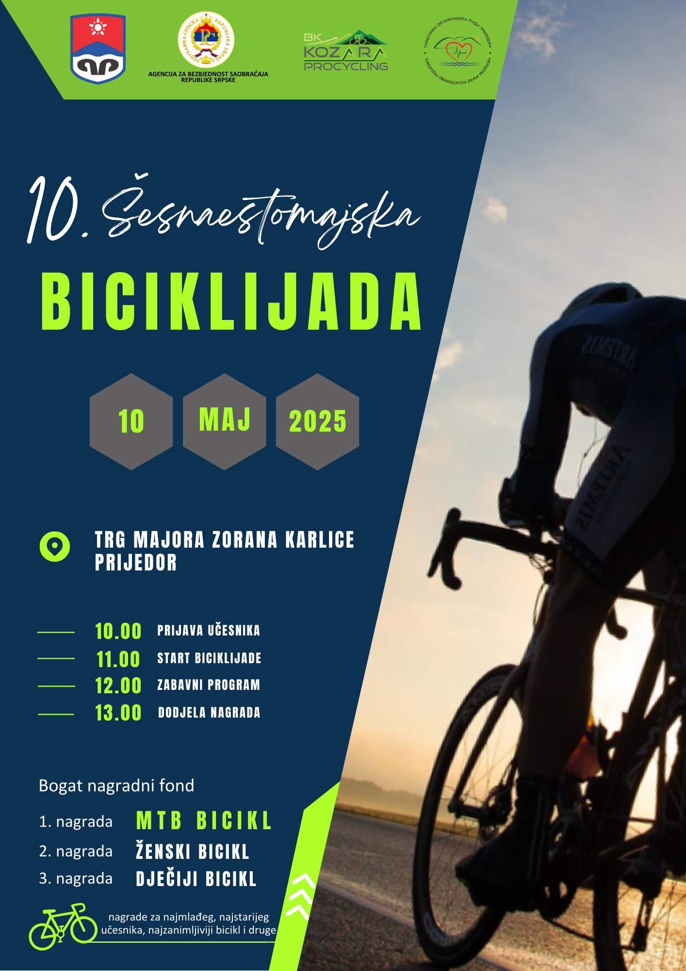 TO Prijedor: Poziv na 10. Šesnaestomajsku biciklijadu