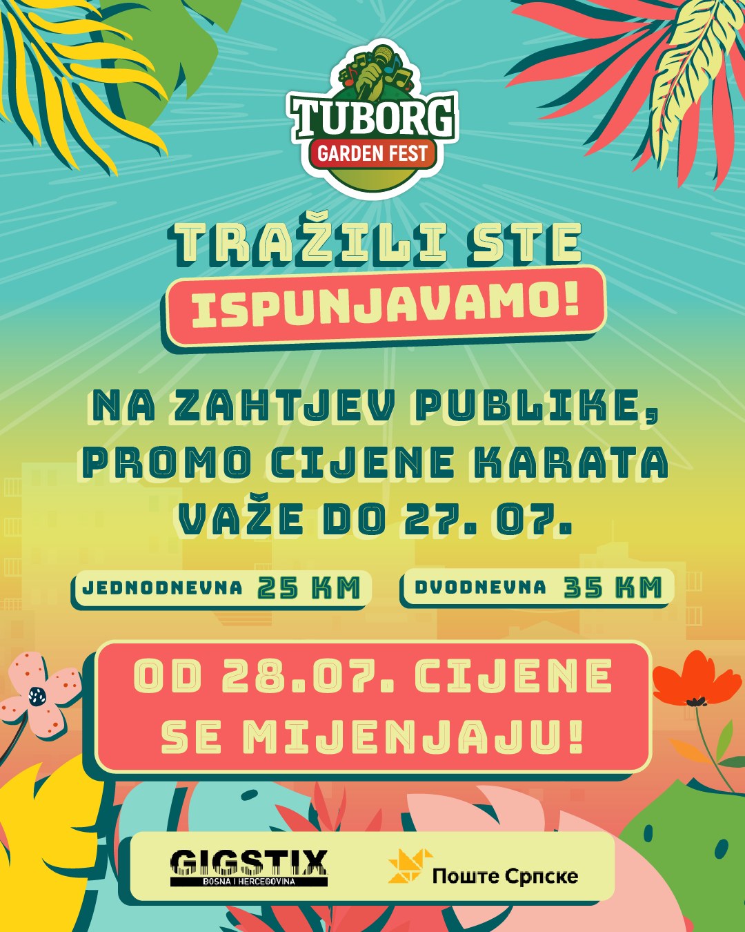 Promo cijene karata za “Tuborg Garden Fest” do 27. jula