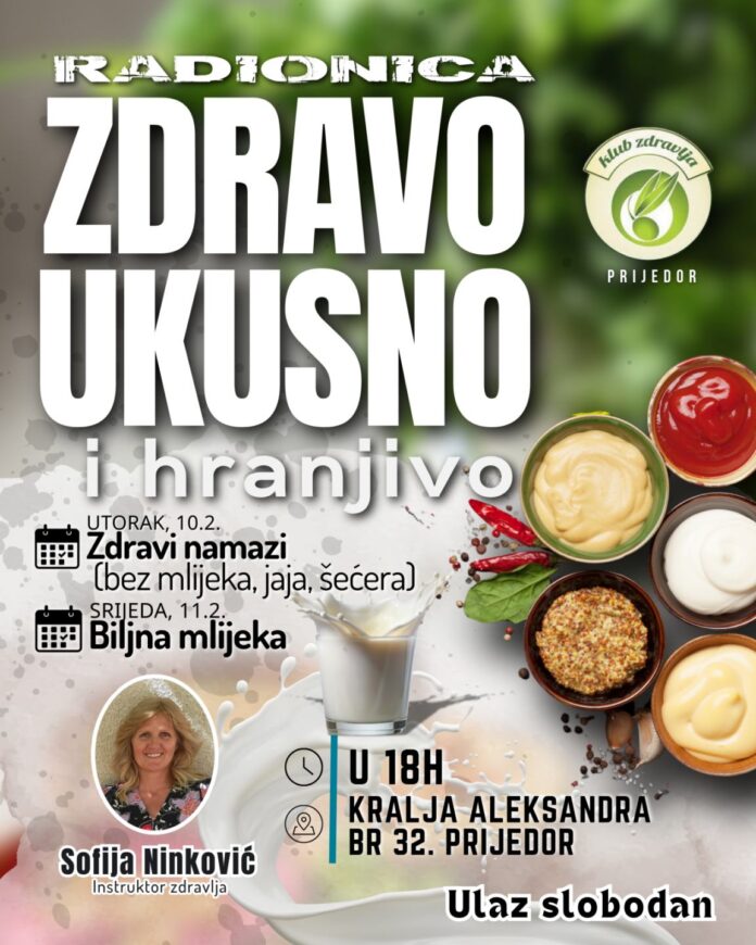 Besplatna radionica pravljenja zdravih namaza i biljnih mlijeka Besplatna radionica pravljenja zdravih namaza i biljnih mlijeka