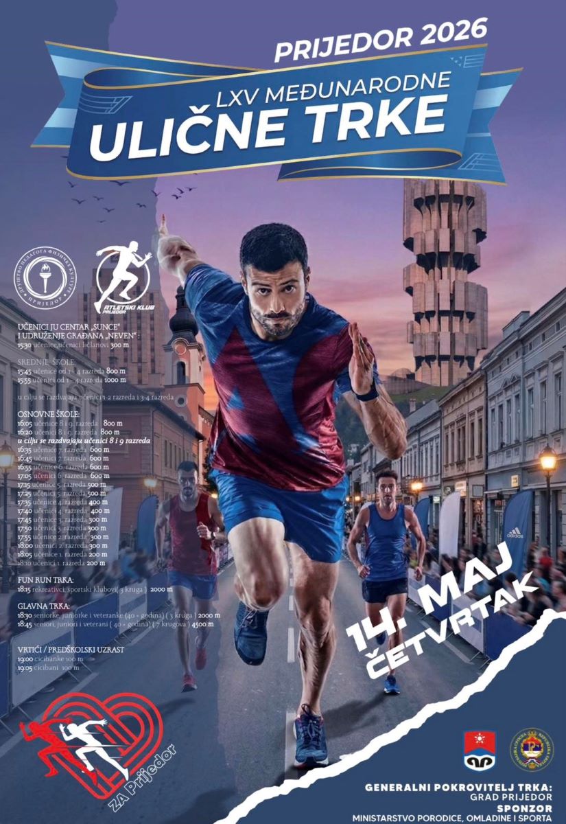 Tradicionalne 65. Međunarodne ulične trke u Prijedoru biće održane 14. maja Tradicionalne 65. Međunarodne ulične trke u Prijedoru biće održane 14. maja